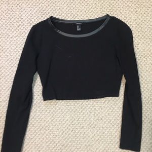 Crop top with leather trim